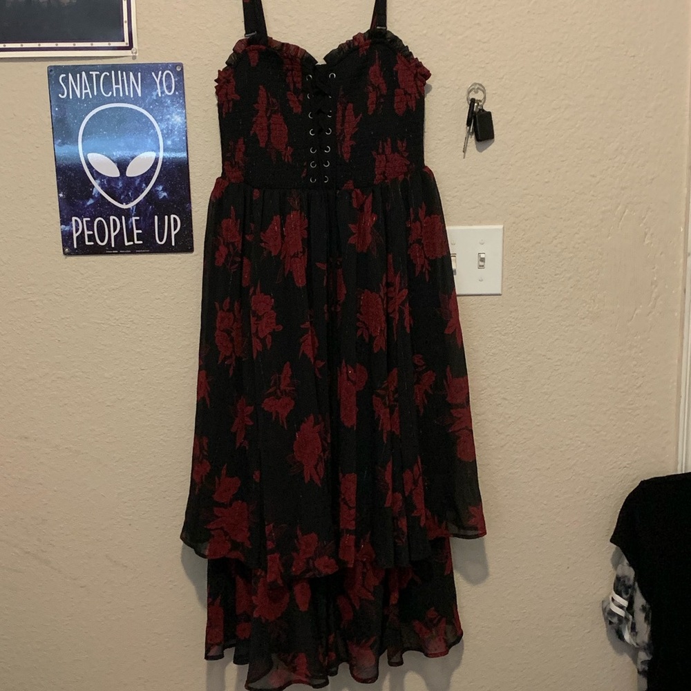 Black and red floral dress!!